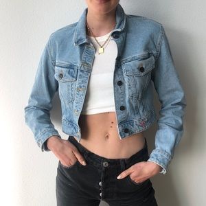 Guess cropped jean jacket XS